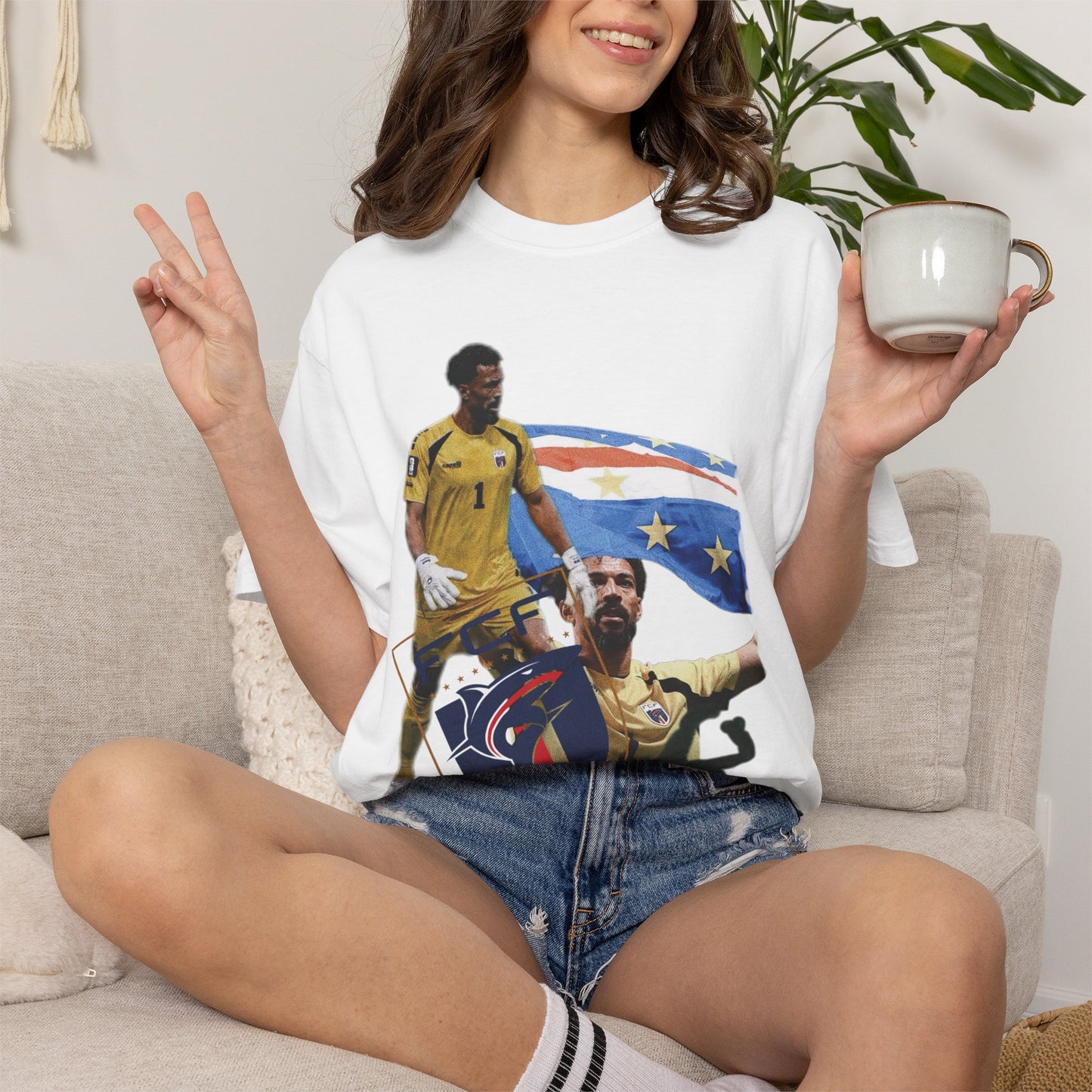 Vozinha #1 Cabo Verde Goalkeeper Graphic T-Shirt