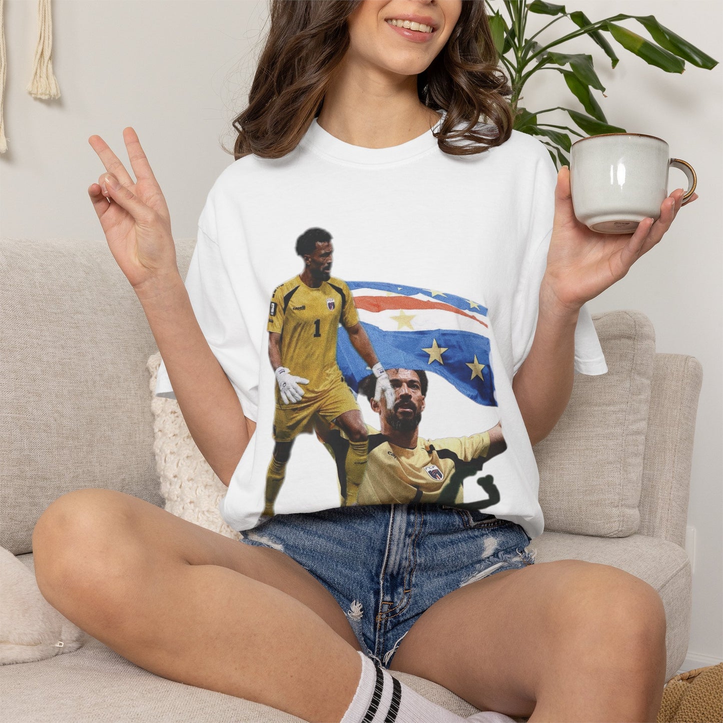 Vozinha #1 Cabo Verde  Goalkeeper Graphic T-Shirt — World Cup Fan Tee