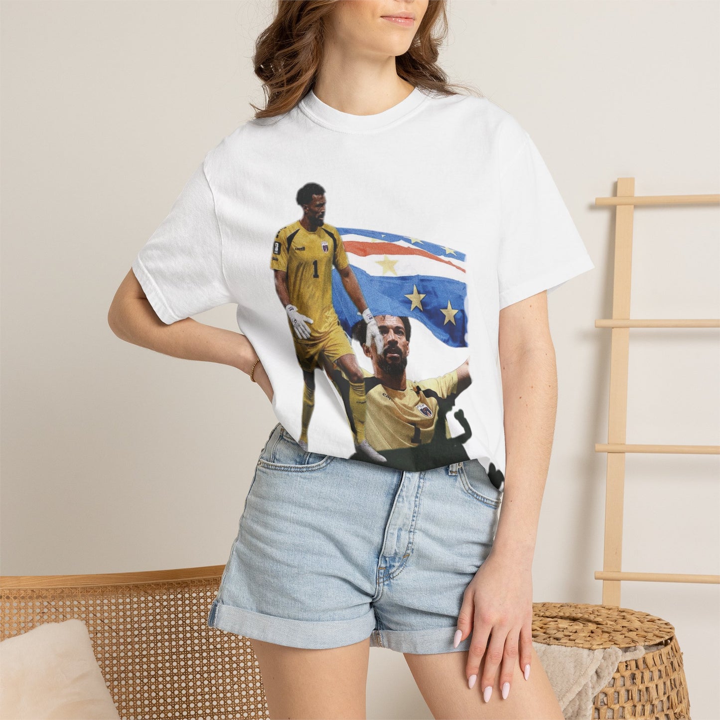 Vozinha #1 Cabo Verde  Goalkeeper Graphic T-Shirt — World Cup Fan Tee